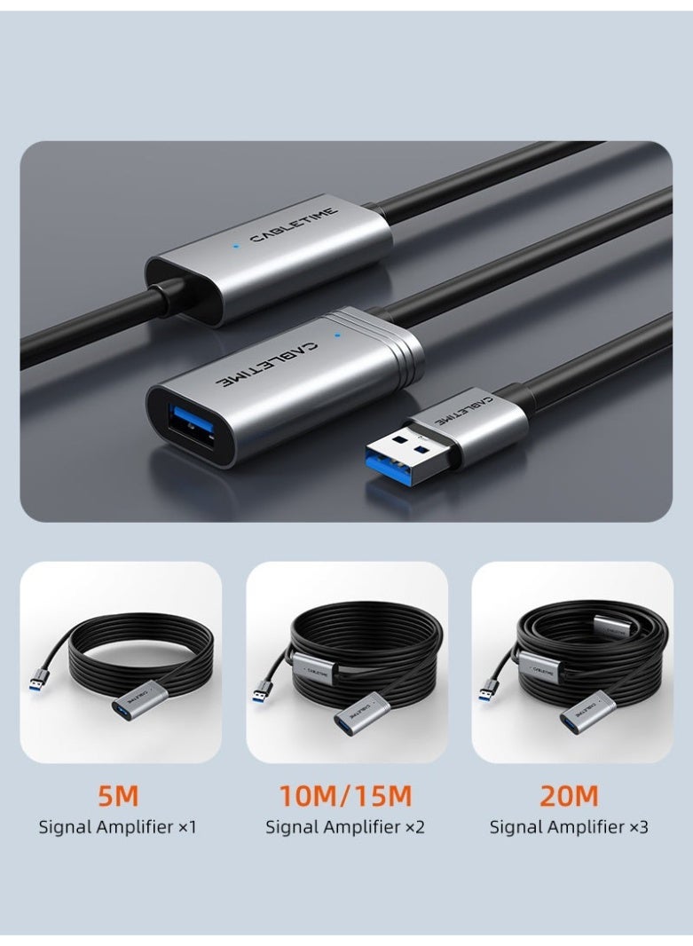 كابل تايم كابل تمديد USB 3.0 نشط، ذكر إلى أنثى، مع مضخم صوت - Image 4